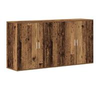 mtlskopl Credenza in legno antico, 79 x 38 x 80 cm, in materiale di legno, set da 2 con 4 ante, design moderno e spazio per soggiorno, cucina, corridoio