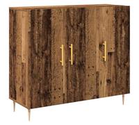 mtlskopl Credenza in legno antico 90 x 34 x 80 cm con 3 ante, robusto materiale in legno, design moderno, gambe coniche in stile Mid-Century, compatta per soggiorno, corridoio e ufficio