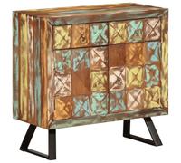 mtlskopl Credenza in legno riciclato 70 x 35 x 70 cm multicolore comò cucina con 2 cassetti design retrò per soggiorno corridoio e cucina