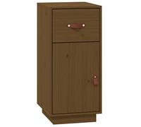 mtlskopl Credenza marrone miele 34 x 40 x 75 cm in pino massiccio, cassettiera compatta con 2 scomparti e 1 cassetto, design rustico in legno, salvaspazio per corridoio, soggiorno, ufficio