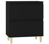mtlskopl Credenza nera 60 x 35 x 70 cm in legno e legno di eucalipto, design moderno con spazio di archiviazione, corridoio, cassettiera stretta per soggiorno, corridoio, ufficio
