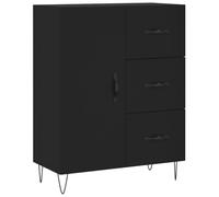 mtlskopl Credenza nera 69,5 x 34 x 90 cm in legno e metallo, design moderno senza tempo con 3 cassetti e 2 scomparti, stabile e salvaspazio per corridoio, soggiorno o ufficio