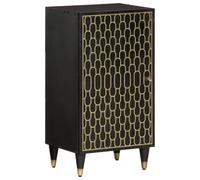 mtlskopl Credenza nera in legno di mango 40 x 33 x 75 cm, con design intagliato a mano, cassettiera con gambe in legno, senza tempo per soggiorno, corridoio, camera da letto