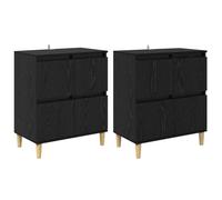 mtlskopl Credenza nera in rovere 60 x 35 x 70 cm, set da 2 pezzi buffet da cucina con 8 ante, design moderno, robusto in legno, soluzione di stoccaggio per cucina, soggiorno, corridoio