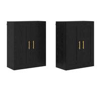 mtlskopl Credenza nera in rovere set da 2 pezzi, montaggio a parete, 69,5 x 34 x 90 cm, materiale in legno, robusto buffet da cucina con 4 ante, salvaspazio, per soggiorno, corridoio, ufficio