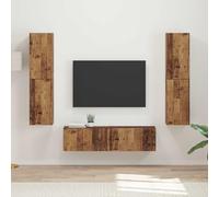 mtlskopl Credenza per TV, 3 pezzi, effetto legno vecchio, 30 x 31 x 60 cm, design moderno con LED, robusto e durevole, per soggiorno, ufficio, camera da letto