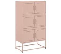 mtlskopl Credenza rosa 68,5 x 38,5 x 123,5 cm, in acciaio dall'aspetto industriale, 6 scomparti e pratica porta, moderno armadietto con fissaggio a parete per corridoio, soggiorno, camera da letto