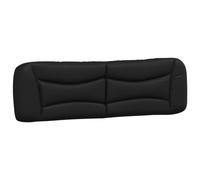 mtlskopl Cuscino Hvar nero 180 cm ecopelle forma ondulata schienale imbottito con cinghie di montaggio, cuscino posteriore per letto matrimoniale camera da letto