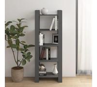 mtlskopl Custodia a libro in pino massiccio a 5 livelli, 60 x 35 x 160 cm, grigio freestanding Open a libro double face, organizer per lo storage Room Bedroom Studio Kitchen