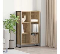 mtlskopl Custodia a libro industriale 99,5 x 30 x 108,5 cm Craft Oak Wood-Look Shelving Unit with Steel Frame 9-Cube Storage for Living Room Bedroom Office