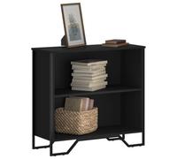 mtlskopl Custodia a libro nera a 2 livelli, 74,5 cm, profondità 31 cm, struttura in legno e metallo per soggiorno, camera da letto o ufficio, moderna Narrow Shelf Unit Holds 25 kg