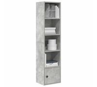 mtlskopl Custodia a libro sottile a 5 animali, in grigio cemento, 31 x 24 x 127 cm, Engineered Wood Narrow Vertical Bookshelf with Reversible Door for Living Room Bedroom Office Dorm
