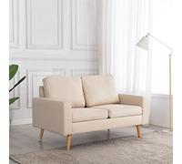 mtlskopl Divano 2 posti crema 130x76 cm Moderno e compatto Divano a due posti in tessuto e legno massello Comodo divano per Living Room Bedroom or Corridor