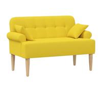 mtlskopl Divano a 2 posti con cuciture a bottoni, moderno loveseat 120 x 65 x 79 cm, in tessuto, divano imbottito con gambe in legno, per soggiorno e camera da letto, giallo chiaro