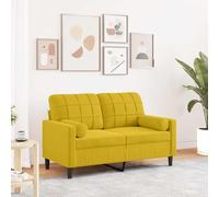 mtlskopl Divano a 2 posti, giallo, 137 x 77 x 80 cm, in velluto, a due posti, con 2 cuscini decorativi, design moderno, struttura in metallo, comoda imbottitura per soggiorno, piccoli spazi e camera