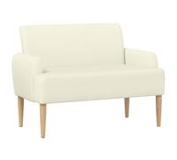 mtlskopl Divano a due posti con bottoni, divano a 2 posti in tessuto a coste color crema, 116 x 67 x 81 cm, piccolo divano imbottito con gambe in legno, per soggiorno e camera da letto