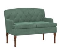 mtlskopl Divano a due posti, verde mare, 111 x 65 x 79 cm, in velluto, elegante divano in velluto con cuciture a bottoni, divano imbottito a 2 posti, con gambe in legno, per soggiorno e corridoio