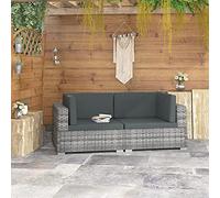 mtlskopl Divano angolare a 2 posti, design a L, 70 x 70 x 54 cm, in rattan PE resistente alle intemperie, grigio, modulare e salvaspazio, per balcone, terrazza, giardino d'inverno