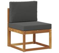 mtlskopl Divano centrale per esterni in legno massello di acacia naturale, divano da giardino modulare con cuscini per seduta e schienale in antracite, sedile singolo per terrazza e balcone, 59 x 63 x