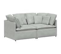 mtlskopl Divano componibile in velluto grigio chiaro, 200 x 100 cm, divano angolare con struttura in metallo e 10 cuscini, moderno divano lounge dal design vicino al pavimento, per soggiorno e camera