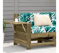 mtlskopl Divano da giardino in pino impregnato, 69 x 62 x 70,5 cm, con tavolino pieghevole, resistente alle intemperie, per terrazza, balcone, giardino d'inverno e piccola area salotto