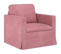 mtlskopl Divano in velluto rosa, divano modulare dal design ergonomico, poltrona in velluto con robusto telaio in metallo e braccioli in legno, comodo mobile imbottito per soggiorno e camera da letto