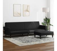 mtlskopl Divano letto 2 pezzi nero ecopelle 220 x 84,5 x 69 cm con poggiapiedi, piccolo divano letto con funzione reclinabile, design moderno e salvaspazio per soggiorno, camera degli ospiti, ufficio