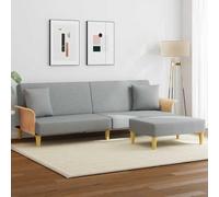 mtlskopl Divano letto 2 posti grigio chiaro velluto 224 cm con funzione pieghevole e rivestimento poggiapiedi in poliestere, struttura in compensato per soggiorno, camera degli ospiti, ufficio