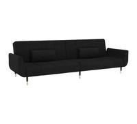 mtlskopl Divano letto a 2 posti in morbido velluto nero, divano pieghevole con funzione letto, schienale regolabile, letto per gli ospiti con 2 cuscini, divano moderno per soggiorno, 220 x 84,5 x 69