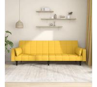 mtlskopl Divano letto a due posti, 220 x 84,5 x 69 cm, giallo, tessuto e telaio in legno, divano pieghevole salvaspazio con 2 cuscini, design moderno e robustezza per soggiorno, camera degli ospiti e