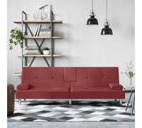 mtlskopl Divano letto rosso vinaccia ecopelle 200 x 89 x 70 cm tavolo da tè pieghevole con USB e porta bevande, schienale regolabile, comodo divano letto per soggiorno, camera dei ragazzi, camera