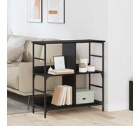 mtlskopl Freestanding - Libreria nera 78,5 x 33 x 82 cm, materiale in legno con 4 scomparti e gambe in metallo, stile industriale moderno, divisorio Shelf for Living Room Office Gaming