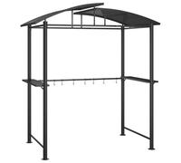 mtlskopl Gazebo per barbecue con 2 ripiani laterali e aste sospese, copertura per barbecue in acciaio con tetto in policarbonato, per esterni, 210 x 114 x 230 cm, antracite