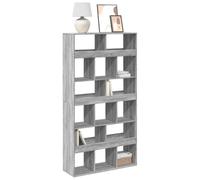 mtlskopl Grey Sonoma 100 x 33 x 187,5 cm, effetto legno con 15 cubi Modern Tall Shelf Room Divider for Living Room Bedroom Office Library