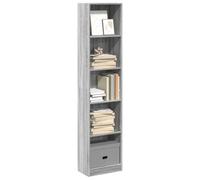mtlskopl Grigio Sonoma Libreria 40 x 24 x 176 cm in legno a 5 scomparti aperti, design moderno, robusta e stabile per Living Room Bedroom Office Corridor