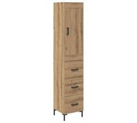 mtlskopl Highboard Artisan Rovere 34,5 x 34 x 180 cm con cassetto e porta, materiale in legno e gambe in metallo, moderna credenza per cucina, sala da pranzo, corridoio e ufficio