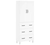 mtlskopl Highboard bianco, 69,5 x 34 x 180 cm, materiale in legno e metallo, design moderno con molto spazio, montaggio a parete, due moduli, per soggiorno, corridoio e bedroom