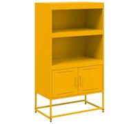 mtlskopl Highboard giallo senape, 68,5 x 38,5 x 123,5 cm, in acciaio, design industriale con 2 ripiani, cassettiera salvaspazio per soggiorno, camera da letto o corridoio