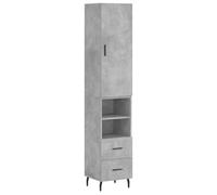 mtlskopl Highboard grigio cemento 180 cm in legno e metallo, credenza moderna con molto spazio di archiviazione, cucina corridoio soggiorno