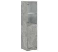 mtlskopl Highboard grigio cemento, 35 x 37 x 142 cm, con porta in vetro, scaffale con 4 scomparti, credenza salvaspazio in legno e vetro, per corridoio, soggiorno, ufficio