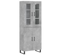 mtlskopl Highboard grigio cemento, 69,5 x 34 x 180 cm, con piedini in metallo, robusto materiale in legno, moderna credenza per cucina, corridoio, soggiorno, due moduli impilabili, montaggio a parete