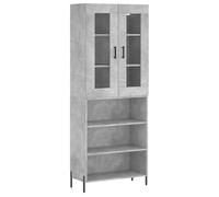 mtlskopl Highboard grigio cemento, 69,5 x 34 x 180 cm, in legno con piedini in metallo, moderna credenza per soggiorno, corridoio, cucina, molto spazio, montaggio richiesto