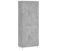 mtlskopl Highboard grigio cemento 69,5 x 34 x 180 cm in legno e metallo, moderna credenza per soggiorno con ampio spazio di archiviazione, stand e parete per cucina, corridoio, sala da pranzo
