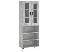 mtlskopl Highboard grigio cemento 69 5 x 34 x 180 cm in legno metallo e vetro Design moderno molto spazio dietro le porte per soggiorno cucina corridoio