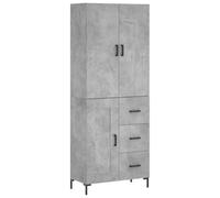 mtlskopl Highboard grigio cemento, 69,5 x 34 x 180 cm, materiale in legno e piedini in metallo, design moderno con spazio di archiviazione, credenza da cucina a due moduli per Living Room, Corridor