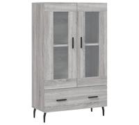 mtlskopl Highboard grigio Sonoma 69,5 x 31 x 115 cm, materiale in legno con gambe in metallo e ante in vetro, credenza moderna per soggiorno, corridoio e ufficio