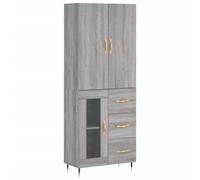 mtlskopl Highboard grigio Sonoma 69,5 x 34 x 180 cm, materiale in legno e piedini in metallo, moderna credenza con parte superiore per soggiorno, corridoio, cucina, molto spazio dietro le porte
