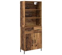 mtlskopl Highboard legno vecchio 69,5 x 32,5 x 180 cm in legno con 2 ante e cassetto Design moderno robusto e durevole soggiorno corridoio cucina