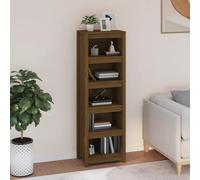 mtlskopl Honey Brown Solid Pine 5 Tall Bookshelf 50 x 35 x 154 cm, Narrow Freestanding Bookcase with Modern Rustic Design for Living Room, Office, Bedroom