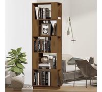 mtlskopl Honey-Brown Solid Pine Bookshelf Room Divider 51 x 25 x 163,5 cm Slim Tall Open 5 Helf Storage Rack Rustic Modern for Living Room Hallway Bedroom Study